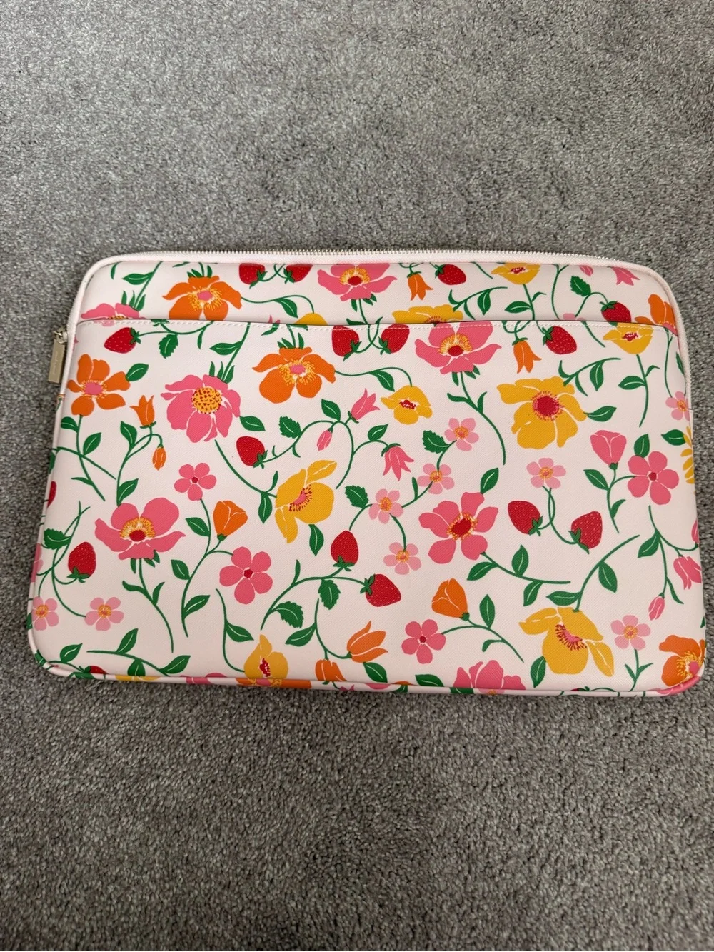 kate spade Pink Floral Laptop Sleeve with Yellow & Green Accents